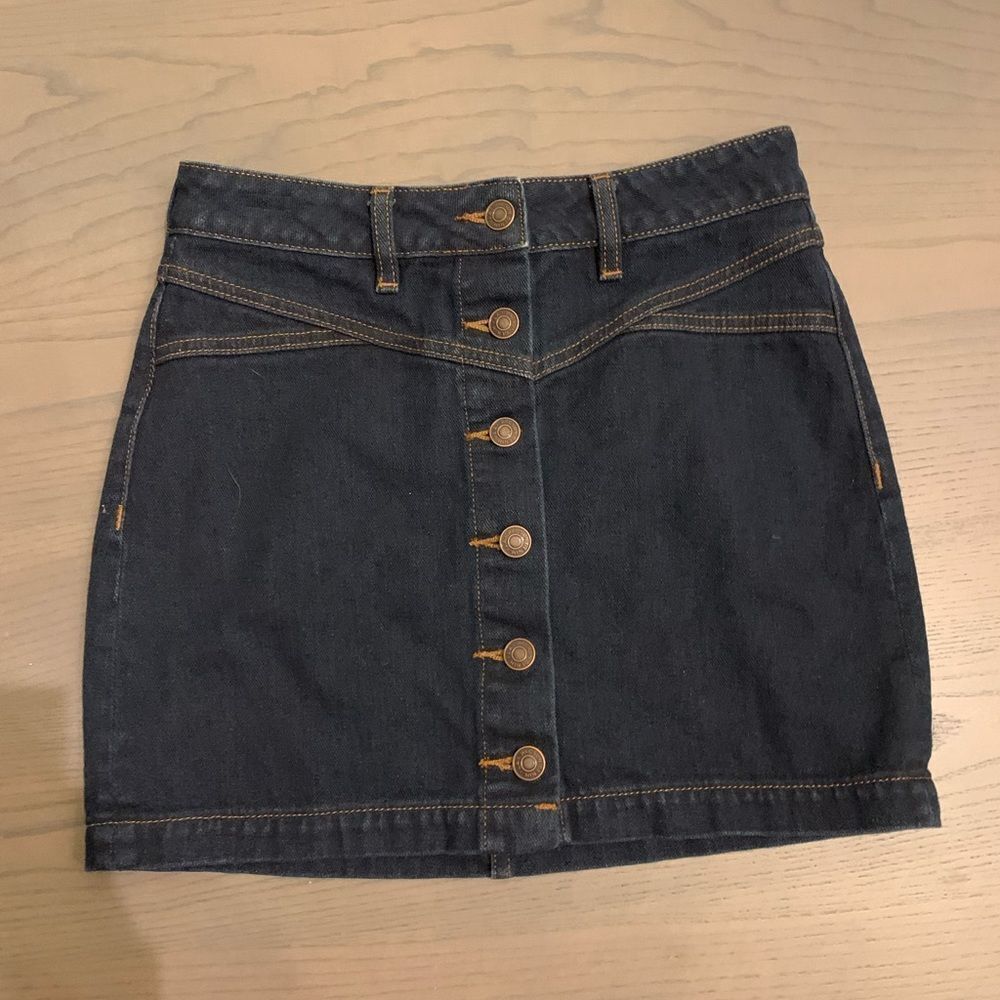 Pacsun Dark Wash Denim Button Up Skirt